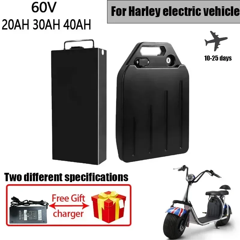 60V 20Ah-40AH2000W Electric Vehicle Lithium Battery for Harley Two Wheel Foldable Citycoco Electric Scooter Free Charger