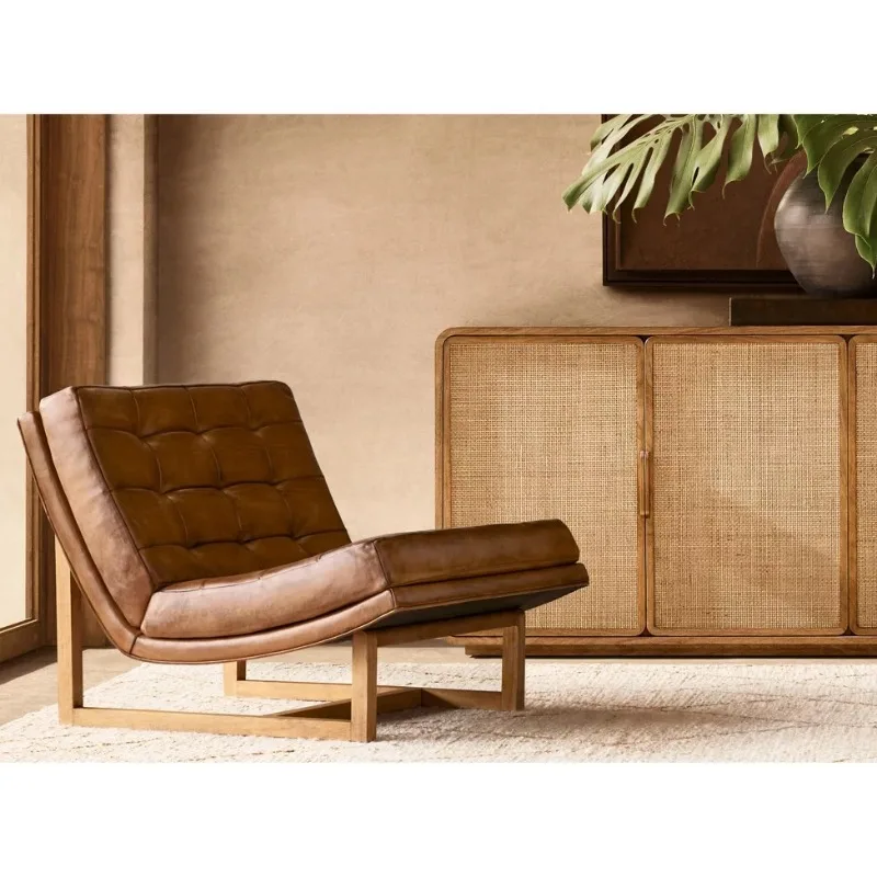 Retro interior furniture chair solid comfortable living room furniture leather chair