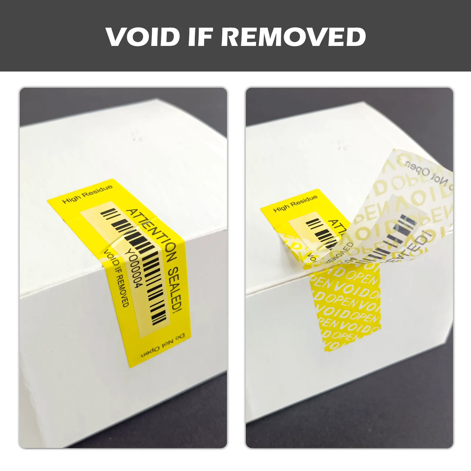 8.5X2.5Cm 100% Totale Overdracht Sabotage Evident Labels Beveiliging Garantie Ongeldig Stickers Gele Drievoudige Serienummers Zegel Sticker