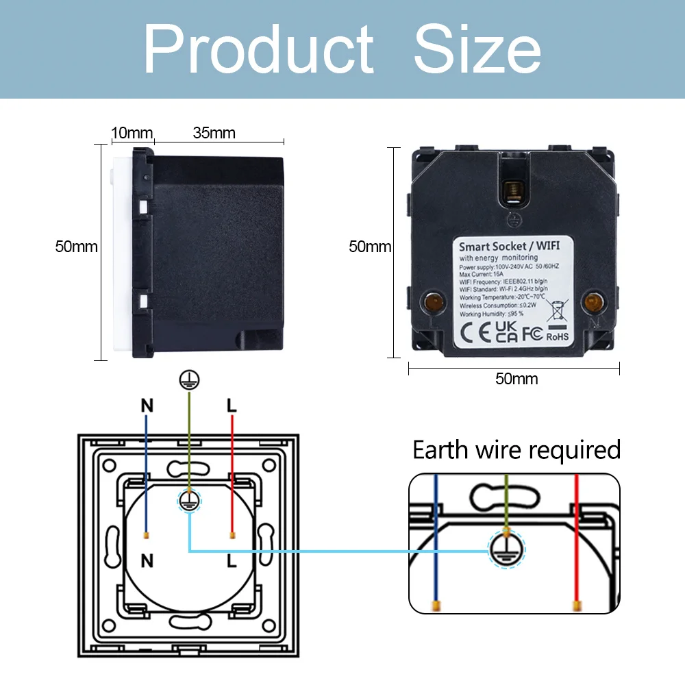 TAWOIA WiFi Wall Socket Function Key Part DIY Smart Power Monitor Sockets Electrical Outlet Smart Life Tuya Alexa Yandex Alice