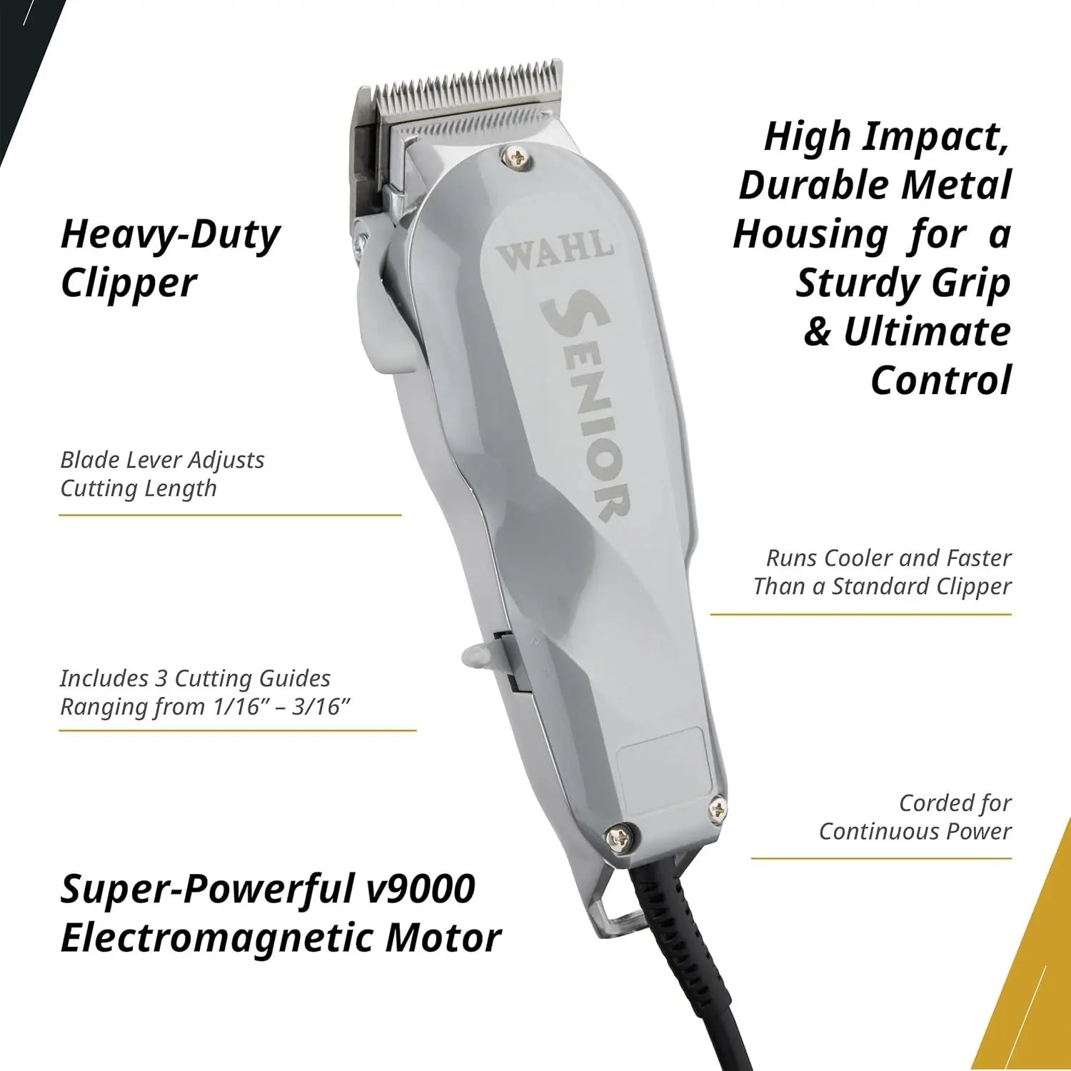 Professional Senior Clipper for Heavy Duty Cutting, Tapering, Fading and Blending - The Original Electromagnetic Clipper with an