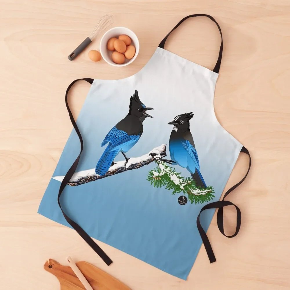 

Steller's Jay Apron christmas kitchen Waterproof Kitchen Woman Kitchen Kawaii Accessories Apron