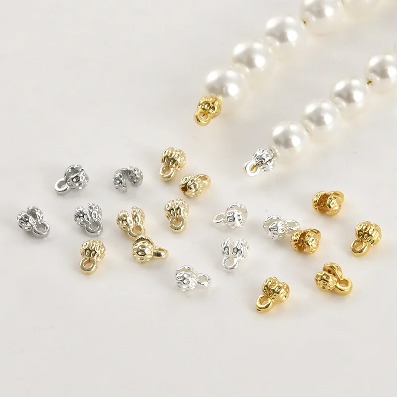14k/18k Bag Gold Color Retention Bud Bag Buckle Open Bead DIY Bracelet Necklace End Clip Buckle Beaded Jewelry Accessories