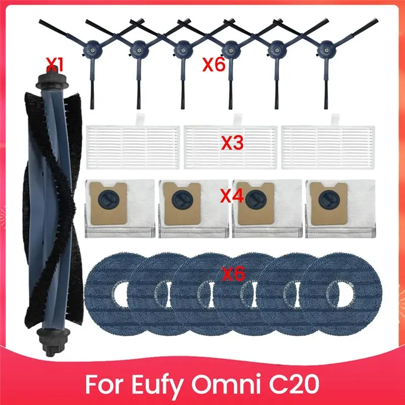 

AEE8-Accessories Kit For Eufy Omni C20 Robot Vacuum Cleaner Main Side Brush Hepa Filter Mop Cloth Dust Bags Replacement Parts