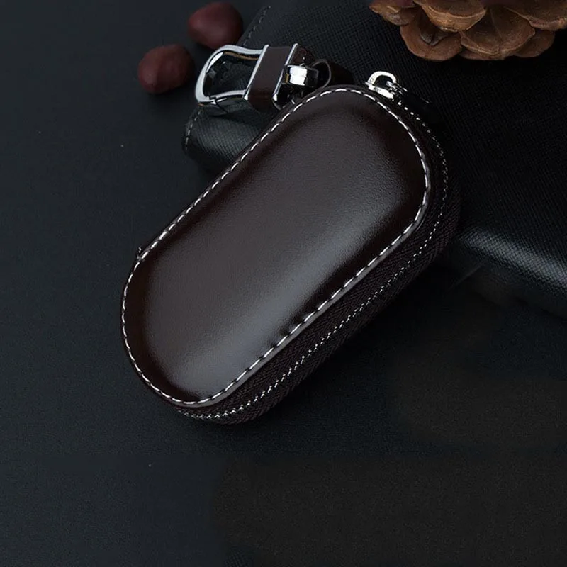 Car Key Pouch Bag Case Wallet Holder Chain Key Wallet Ring Collector Housekeeper Pocket Key Organizer Smart Leather Keychain