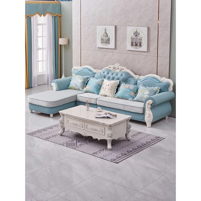 

Combination living room size apartment solid wood technology cloth sofa corner princess European sofa
