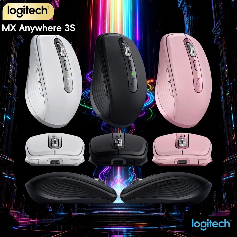 Logitech MX Anywhere 3S Wireless Mouse - 8000 DPI, Hyper-Scroll, Silent Click, Multi-OS Compatibility, Office Travel Use