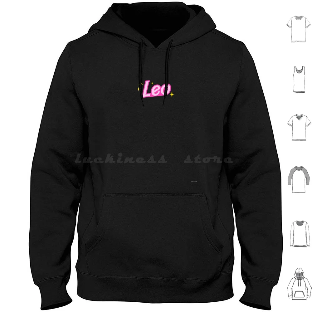 Leo Zodiac Sign Y2k Glitter Black Hoodie Cotton Long Sleeve Zodiac Leo Y2k 2000s Pink Glitter Sparkle Planets Astrology Stars