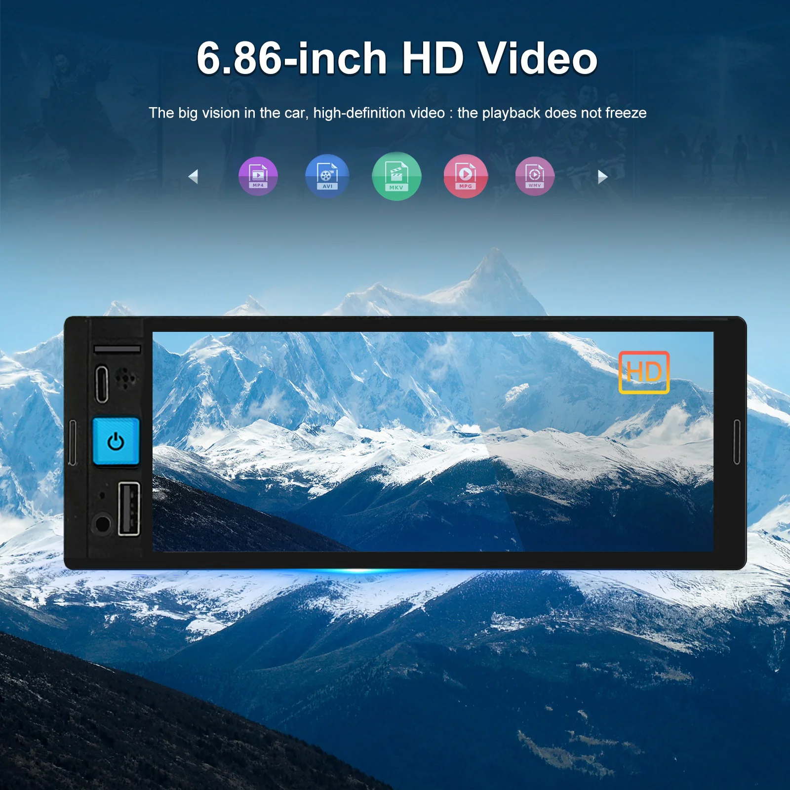 

1Din Car MP5 Player Radio 6.8 Inch LCD Capacitive Screen Car Radio MP3 MP5 FM Player BT Car Audio