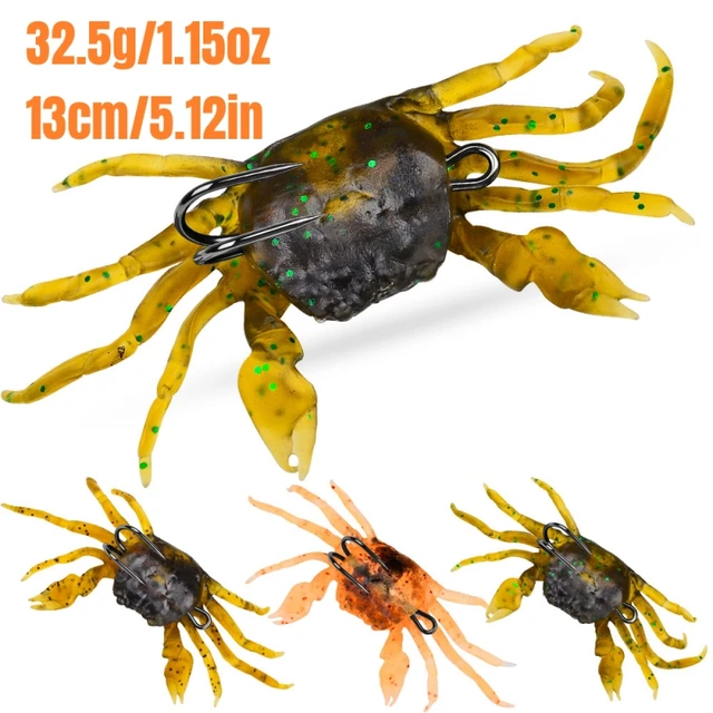ZUKIBO Sztuczny krab Miękka przynęta Symulacja 3D Miękkie przynęty wędkarskie z ostrymi haczykami 130 mm 32,5 g Tonąca przynęta Narzędzie wędkarskie Pesca