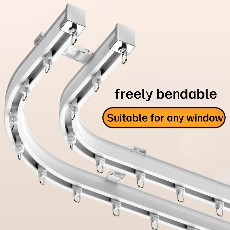 Silent and Bendable Top Mounted Side Mounted Curved L-U -arc Aluminum Alloy Guide Rail Customization Size