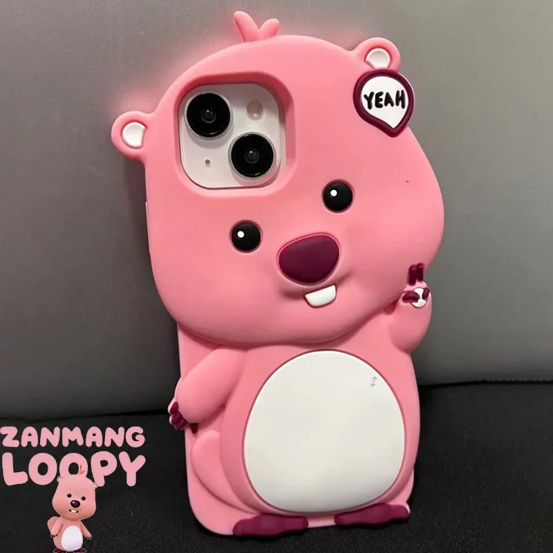 Kawaii Zanmang Loopy Cartoon Beaver IPhone Cases New Cute Cartoon 3D 14promax IPhone13 Soft 12p 11 Silica Gel Case Toys Gifts