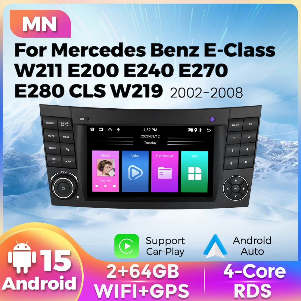 Navifly 7 "2din android Autoradio für Mercedes Benz E-Klasse W211 E200 E220 E300 E350 E240 E270 E280 W219 Carplay Auto GPS Stereo