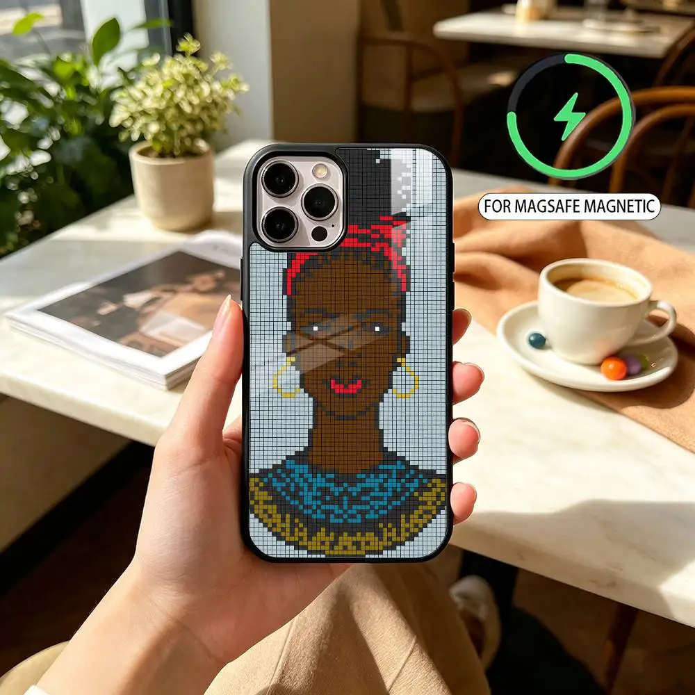 Pixelated Diverse W-Women's Art  Magnetic For Magsafe Wireless Charging Phone Case For iPhone17,16,15,14,13,12,11 Plus,Pro Max