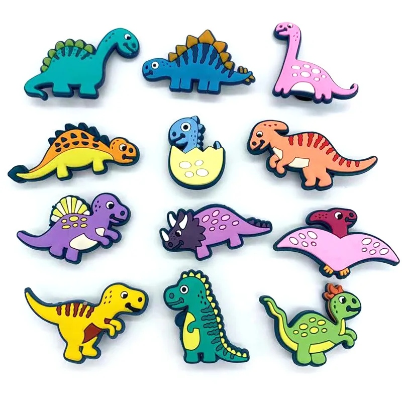 Hot 1pcs Cute Animal Dinosaur Shoe Charms Cartoon Panda Color DIY Sandals Buckle Accessories Decorate Kids Boys Girls Party Gift image 3