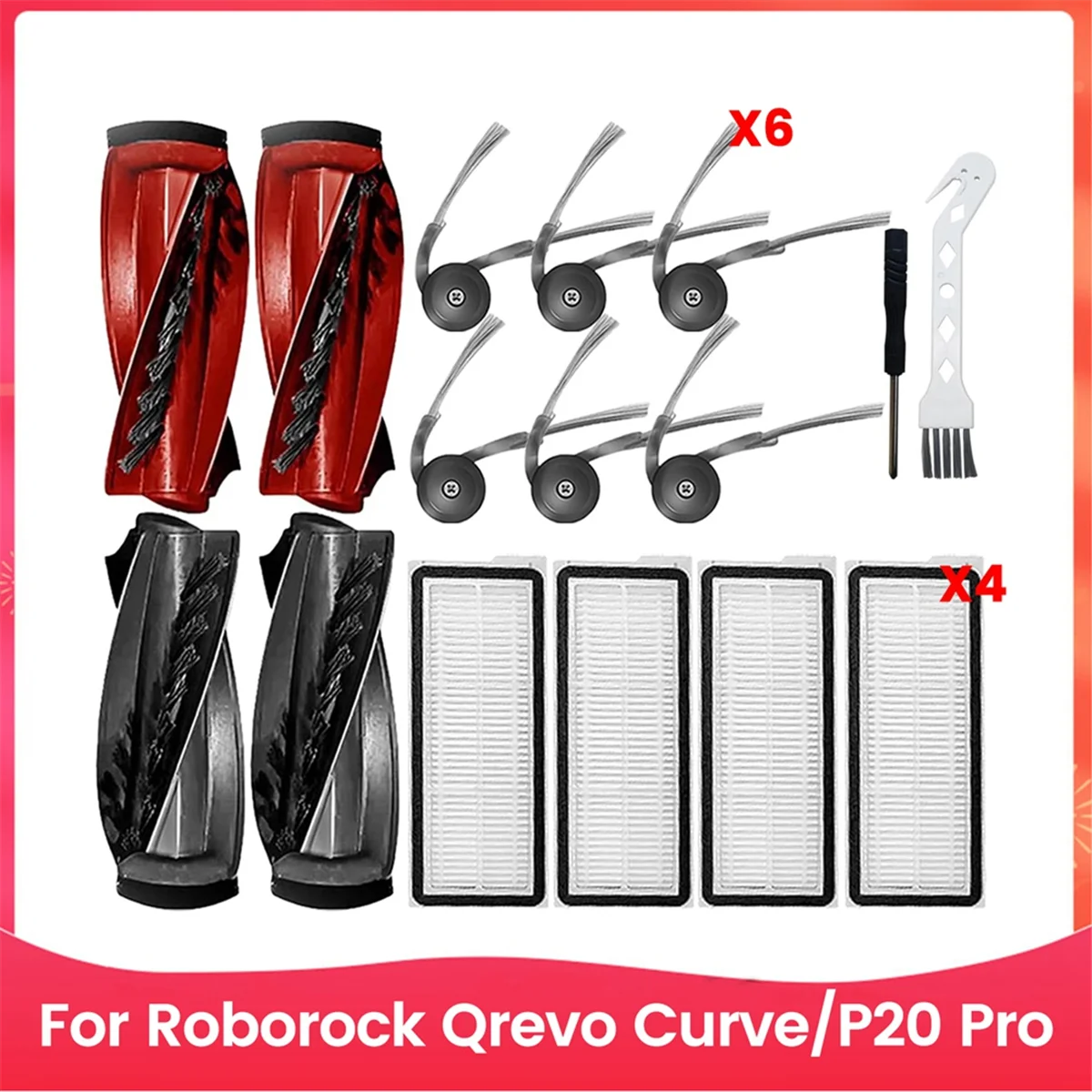 ل Roborock Qrevo Curve/P20 Pro جهاز آلي لتنظيف الأتربة أجزاء فرشاة جانبية رئيسية مرشحات HEPA الملحقات