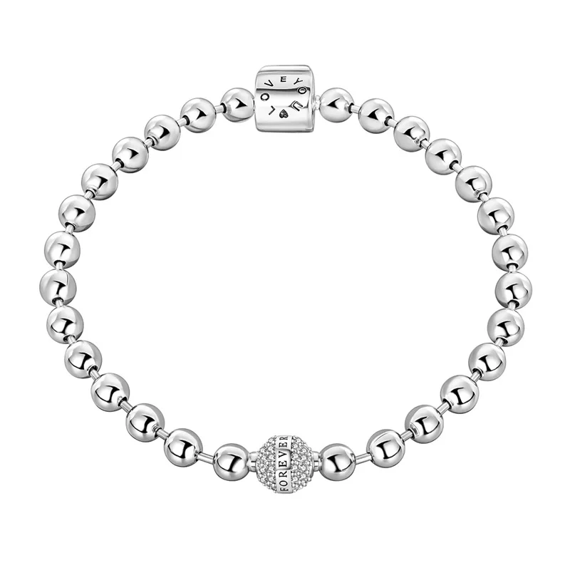 

Original 17-20CM 925 Sterling Silver Bead Bracelet Romantic Love Forever Bracelet For Women Fine Anniversary Jewelry Gift