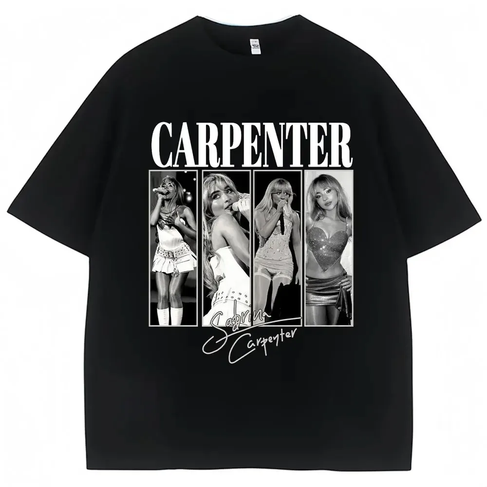 Sabrina Carpenter Vintage Style Poster Print T-shirt Men Women Fashion Cotton Summer Tees Oversized Harajuku Streetwear Y2k Tops