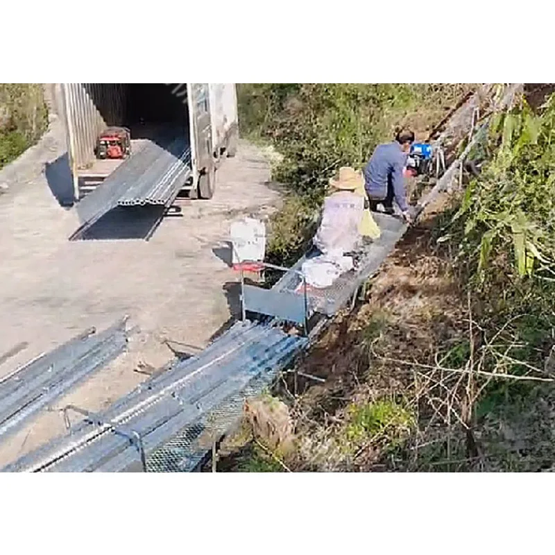 Portable ropeway material traction mobile double track transport vehicle for fruit and vegetable greenhouse transportation