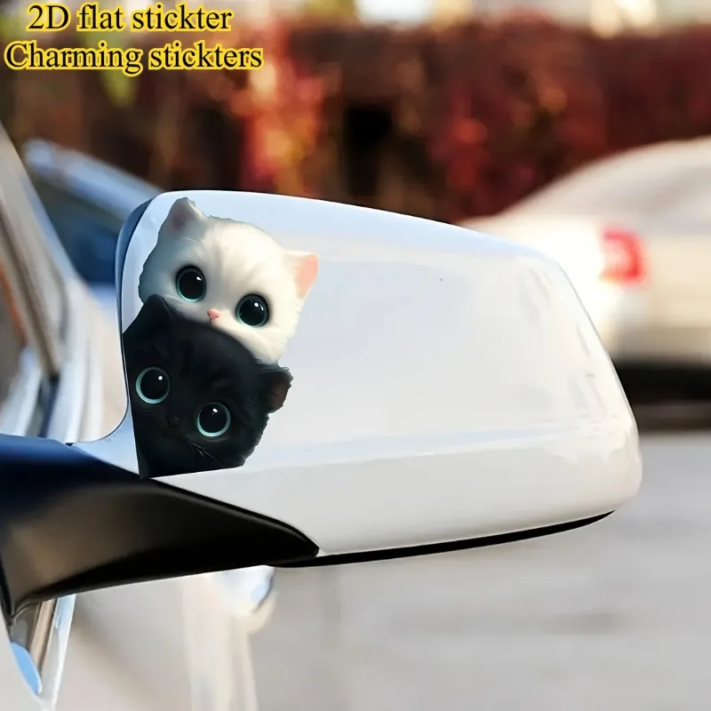 1Pc Stacked Black White Kittens Waterproof Vinyl Decal For Car Mirror Motorcycle Laptop Wall Decor