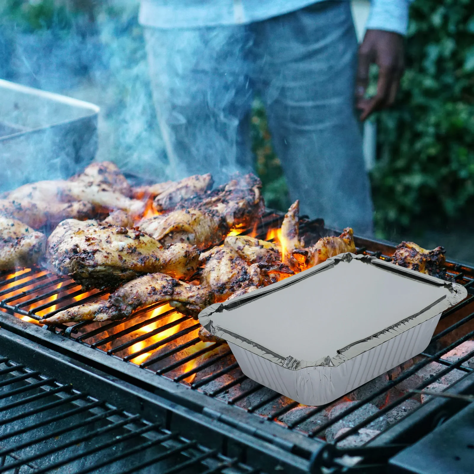 

125pcs Tin Foil Boxes BBQ Containers High Temp Resistant Oven Air Fryer Compatible Household Food Storage Picnic Camping