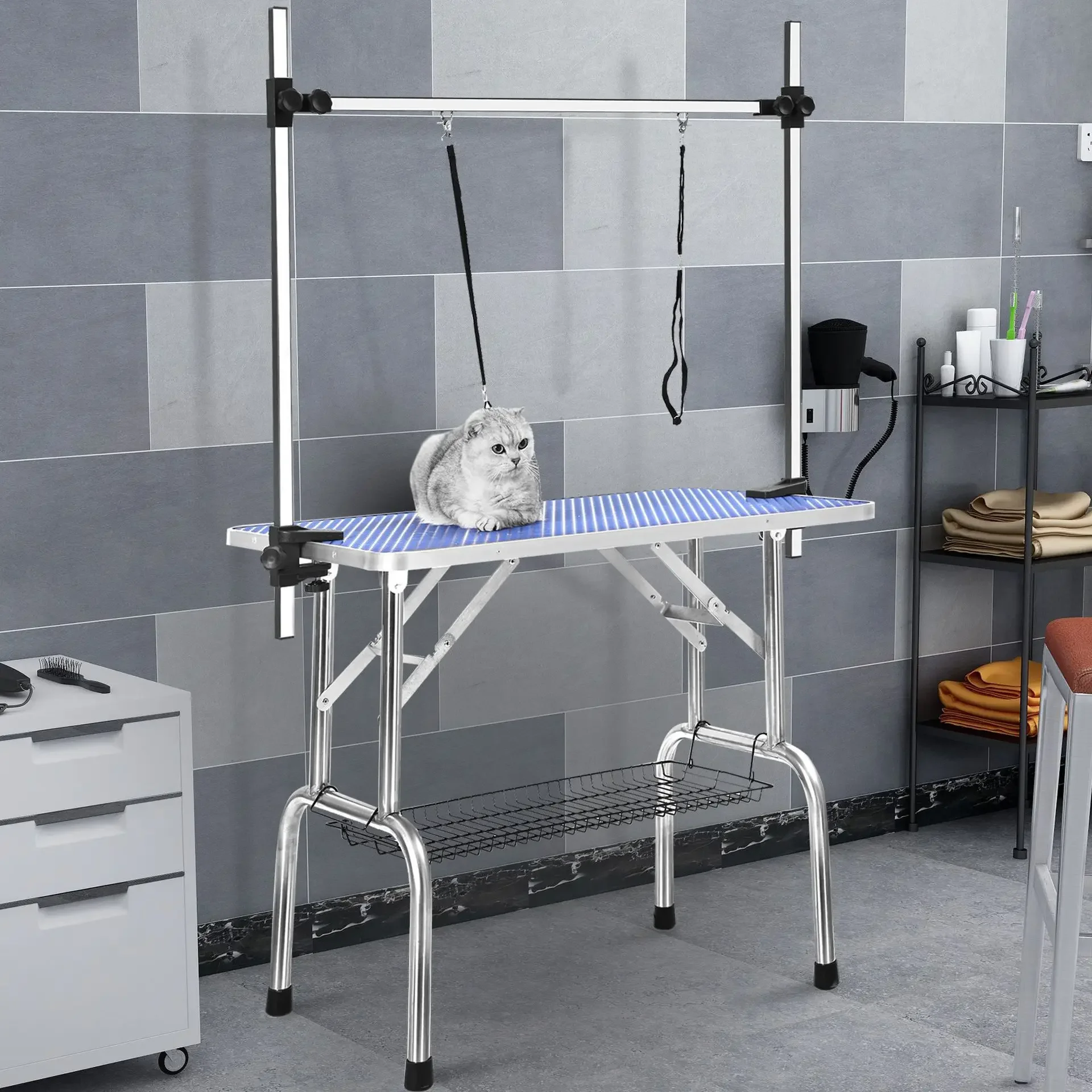 36-Inch foldable stainless steel pet grooming table