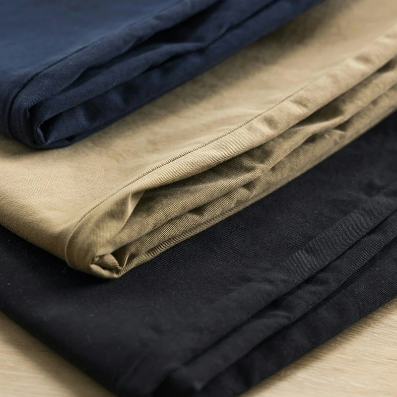 Fashionable Urban Men's Loose Straight Leg Cotton Casual Pants Autumn Washed Comfortable Large Size Nine Points Trousers