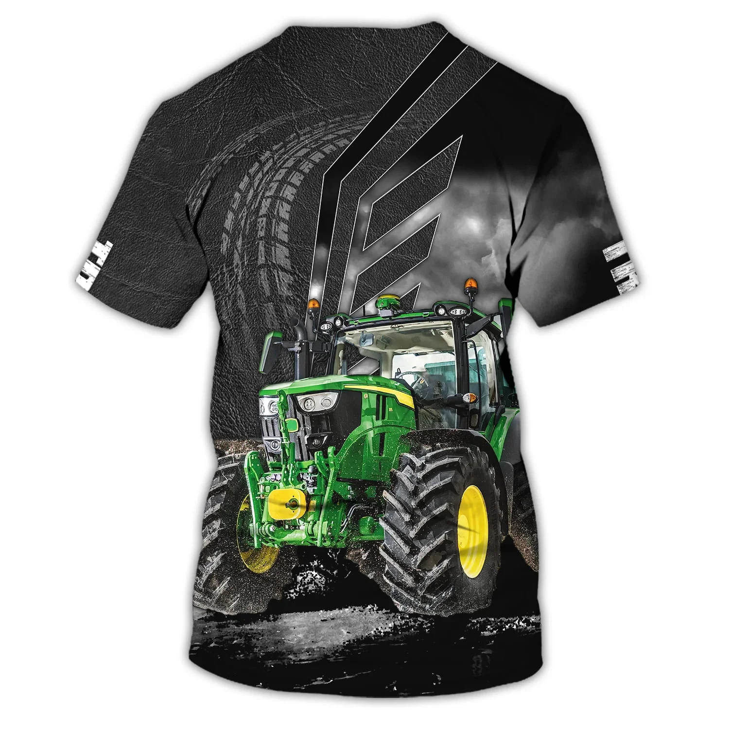 Summer Hot Sell Farm Tractor Pattern Men's T-shirt Truck Driver Personality Trend Tough Guy Quick Dry O-neck Short Sleeve Top