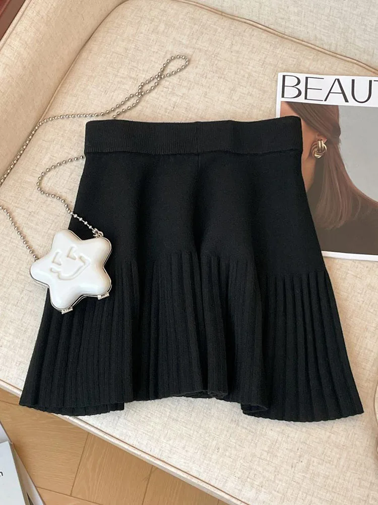 Autumn Winter Fashion New Design High Quality Solid Sexy Mini Short Skirt Women Sweet Simple Slim A-line Pleated Skirt Aesthetic