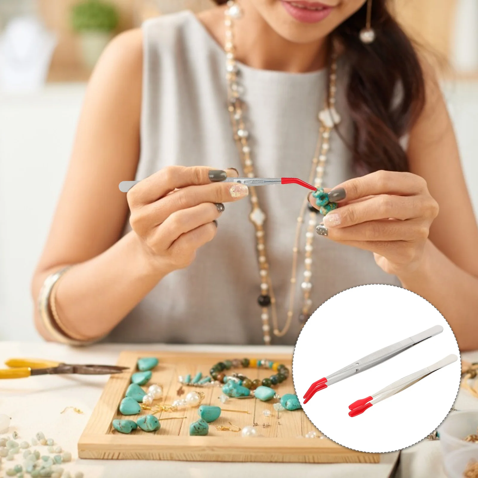 2 قطعة ملاقط الكوع من الفولاذ المقاوم للصدأ مقاومة للصدأ قوية لجمع ختم الحرف اليدوية تصميم تخزين مفيد ملاقط الكوع