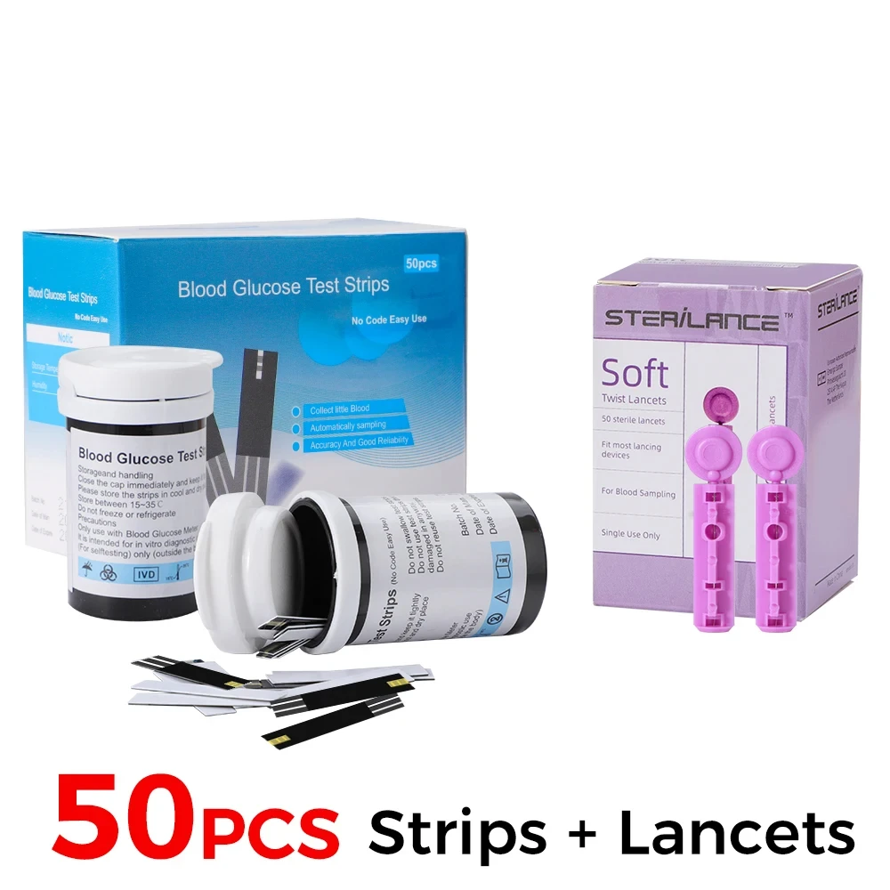 Test Paper & Needles for Blood Glucose Meter KH100/KH200 Lancets Refill Objects Without Machine 50/100 Pcs Sugar