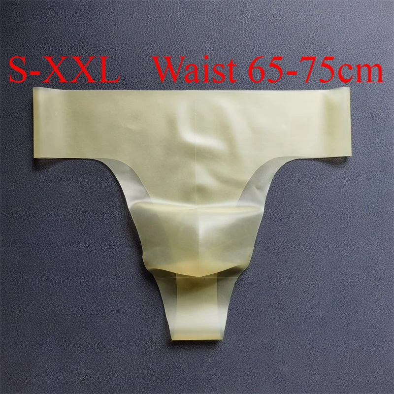 XXL Soft Latex Sexy Handmade Men's Natural Latex Panties Transparent Latex Men's Fetish Underwear Brief T-Briefs G-Strings Bar