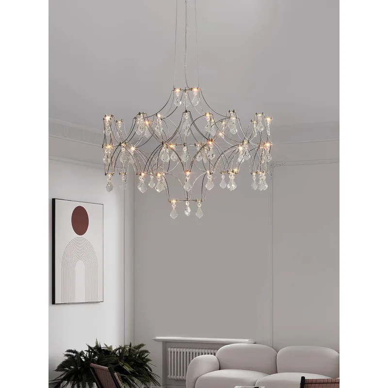 French light luxury crystal lamp living room chandelier personalized art firefly room Suitable for interior decoration