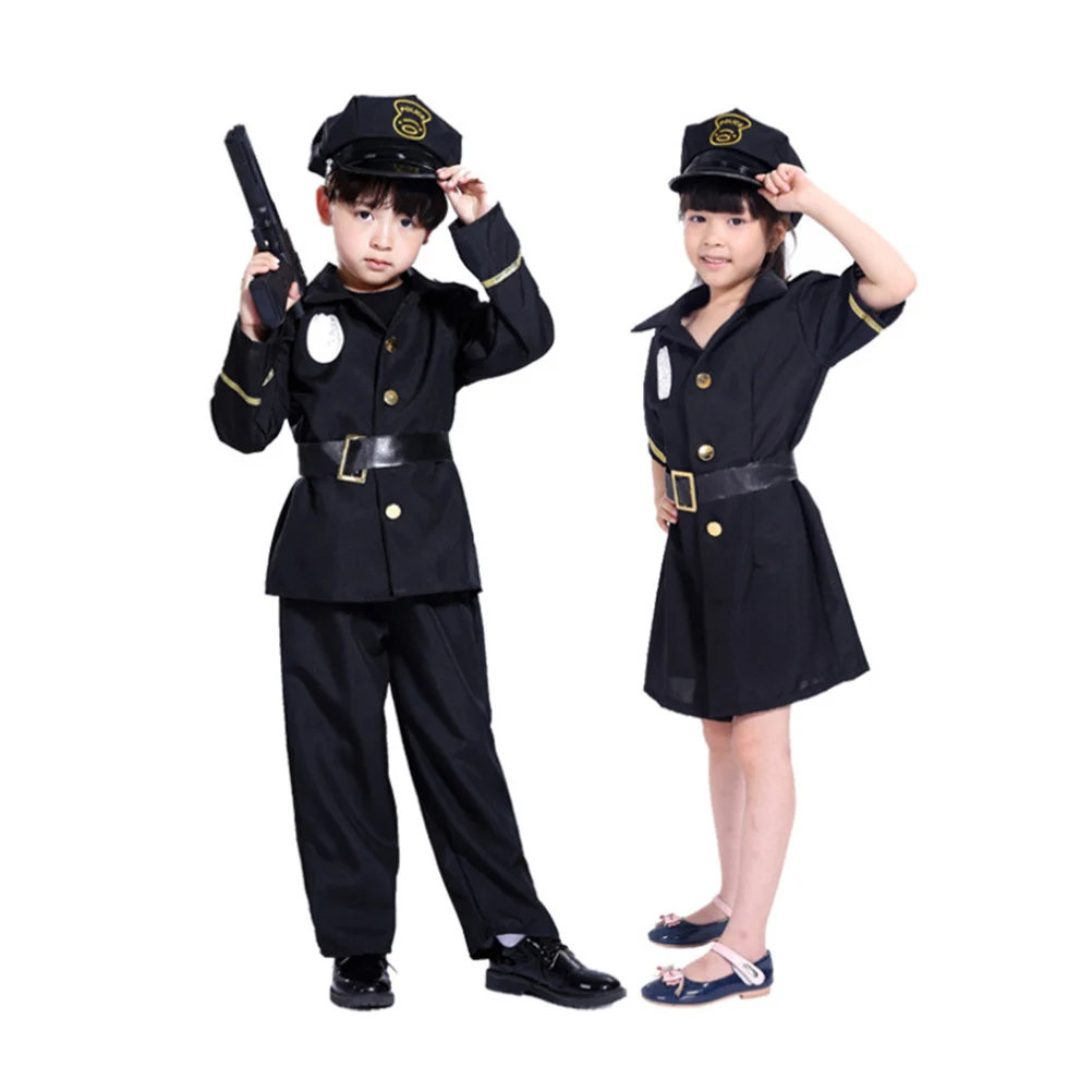 Costume de policier d'halloween, uniforme de jeu de rôle pour garçons, taille L 7-10 ans, tenue de flic de fête, uniforme de Police pour jeu de rôle