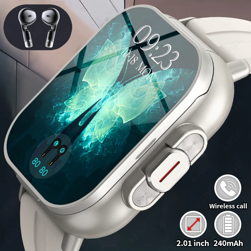 

Умные часы TWS 2-в-1 с наушниками, спортивные часы, Bluetooth-гарнитура, часы для звонков, мужские часы с монитором здоровья, NFC, женские умные часы с наушниками