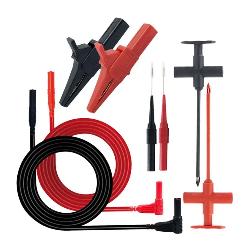 ABXF-Multimeter Test Leads Kit With Alligator Clips, Puncture Probe, Wire-Piercing Test Hooks Professional Electrical Testing