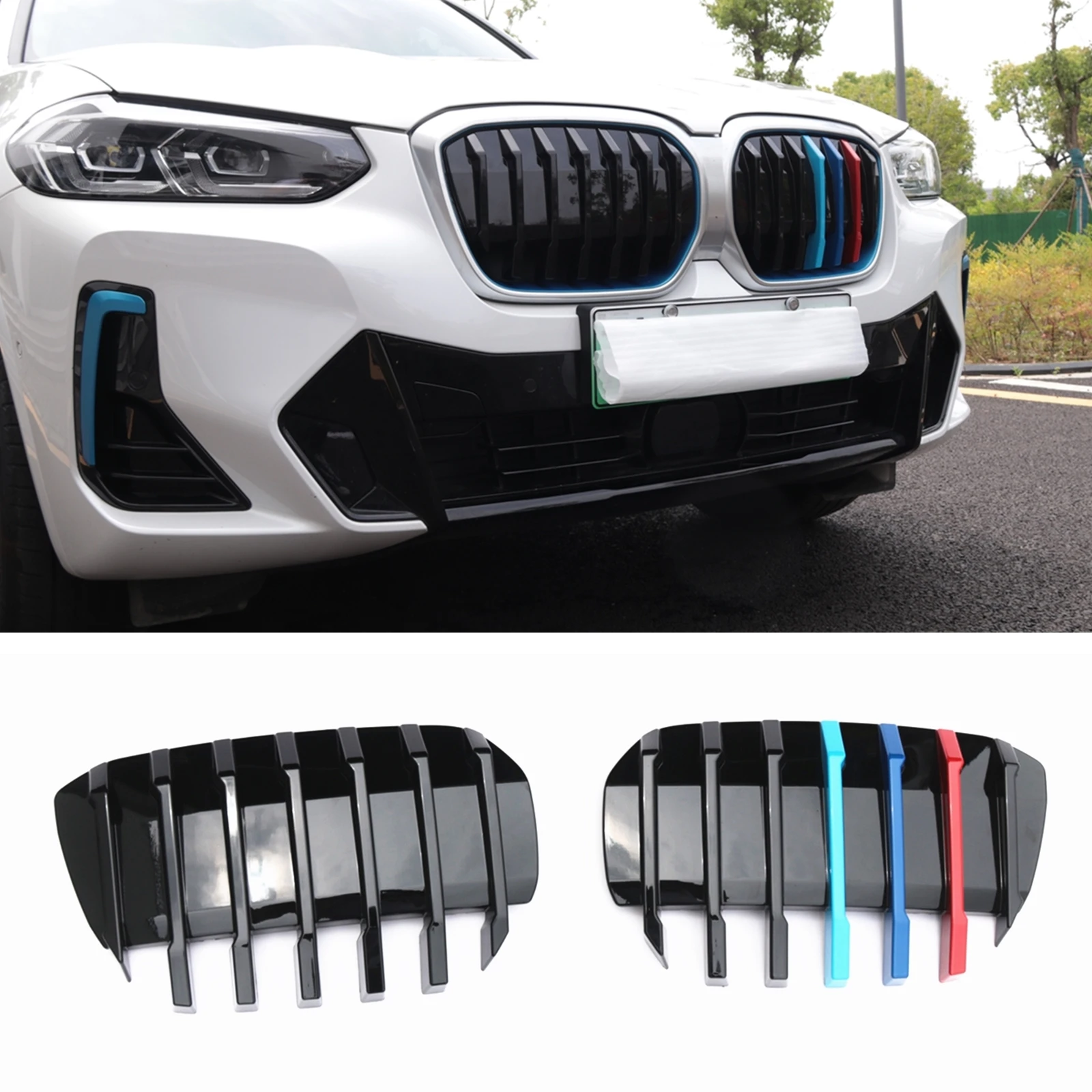 Racing Grill Front Kidney Grille For BMW IX3 2022 2023 Multicolor Style Upper Bumper Hood Mesh Radiator Air Vent Cover