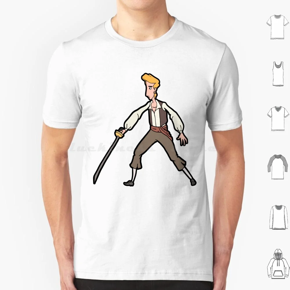 Money Island Guybrush Threepwood T Shirt Big Size 100% Cotton Guybrush Threepwood Monkey Island Curse Videogame Adventure