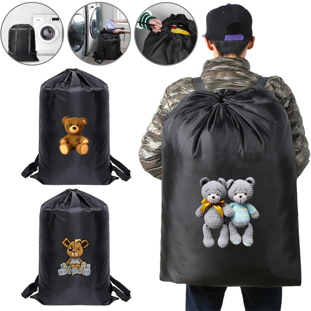 Double Shoulder Drawstring Laundry Bag Waterproof Backpack Laundry Bag Large Capacity Laundry Basket Essential for Travel