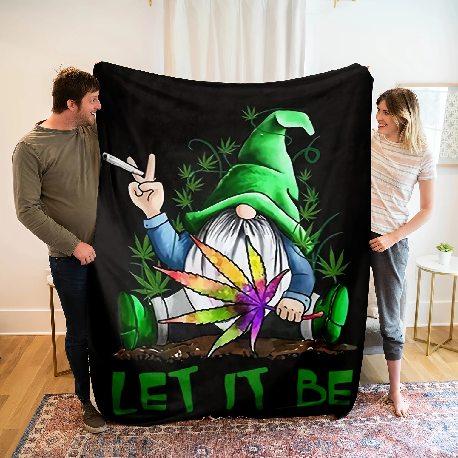 

1pc Fantasy Leaf Elf Flannel Blanket Multi Size Four Seasons Universal Machine Washable Sofa Blanket Home Office Blanket