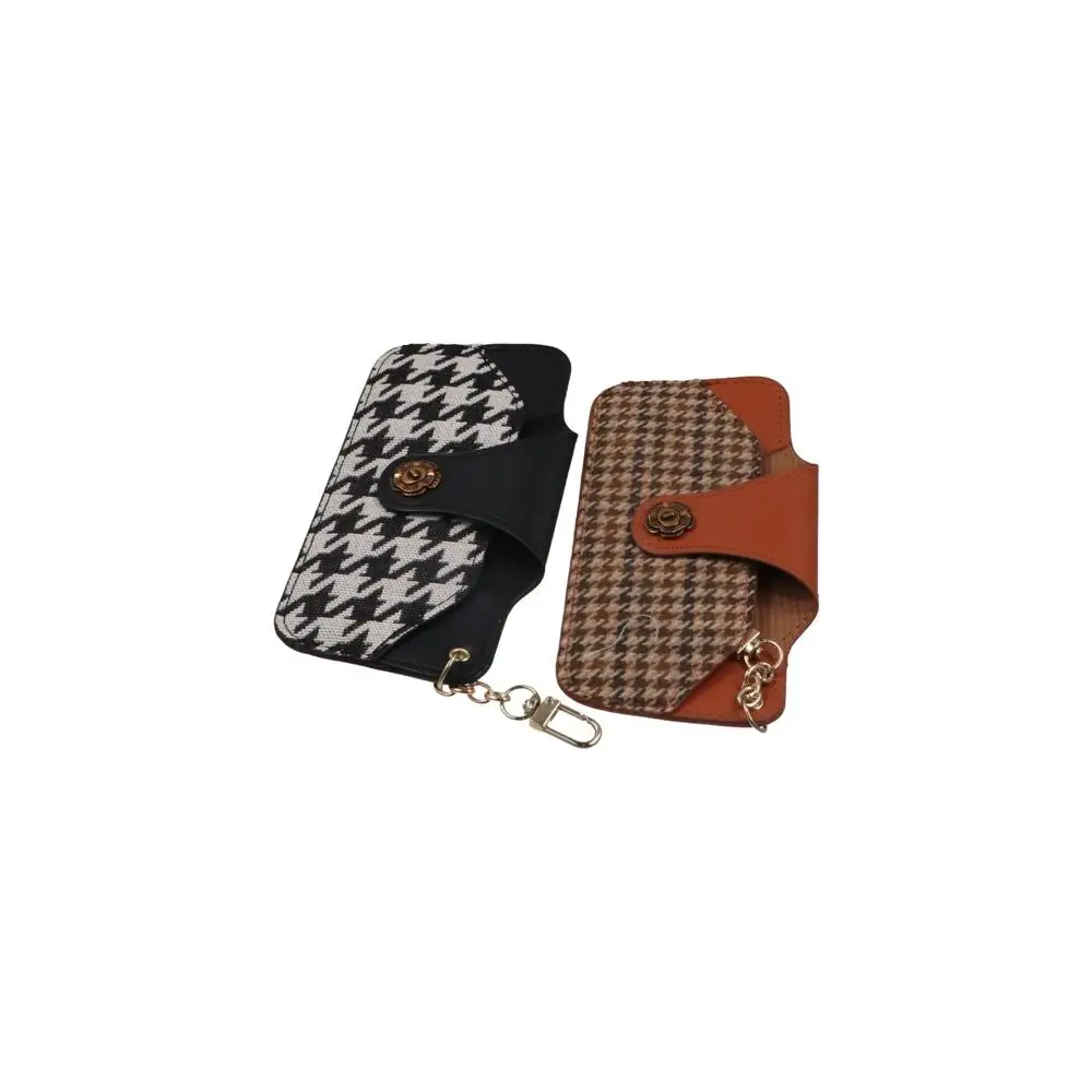 Printing Houndstooth Glasses Bag PU Leather Korean Style Glasses Storage Bag Eyewear Protector Case with Hanging Buckle