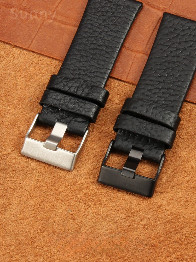 For Diesel Black Brown White Genuine Leather Breathable Watch Band Women Dz4323 1657 4318 Litchi Pattern 22 24 26mm Accessories