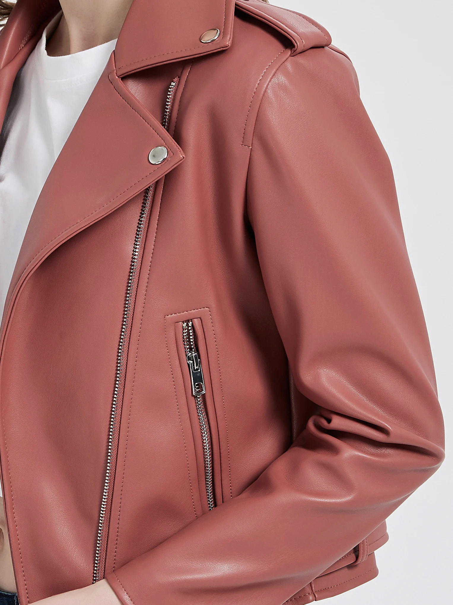 2023 Autumn Winter Women Fashion Soft Faux Sheepskin Leather Jackets Belt Lady Motor Biker Pink PU Zippers Pockets Street Coats