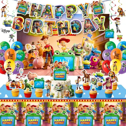 2026 Toy Story 5 Theme Party Supplies Set Birthday Party DIY Decorations Set Banner Balloons Cake Topper Decor Supplies Gifts
