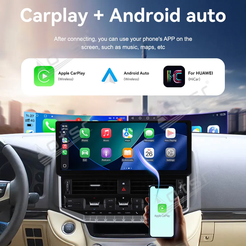 Radio Tape Recorder For Toyota Land Cruiser LC200 2016-2021 15.9 Inch Android 15 Car GPS Navigation Car Multimedia Player