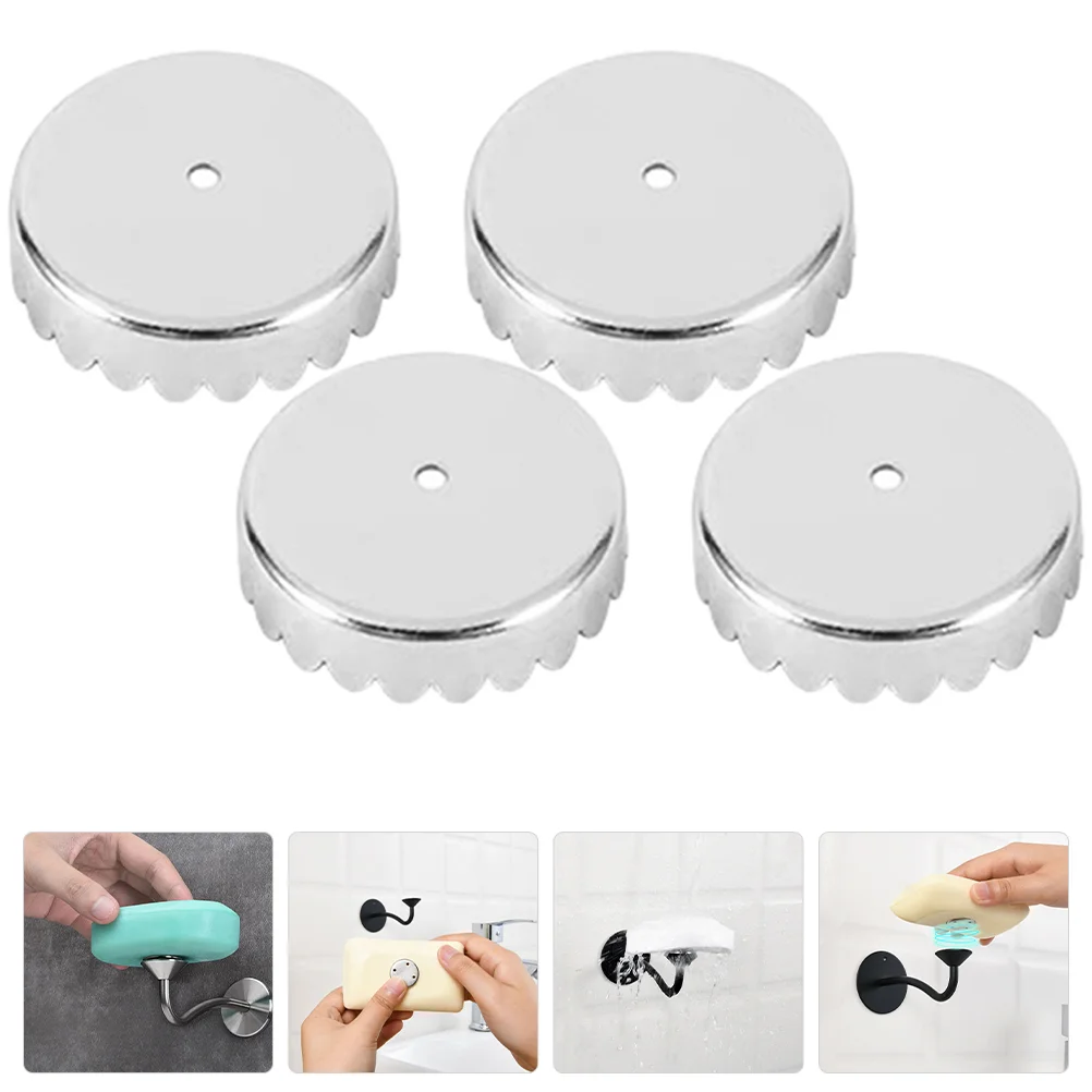 

4 Pcs Portable Soap Holder Shower Dish Caps Drain Rack Easy to Install Parts Storage Stainless Steel Bathroom Supplies