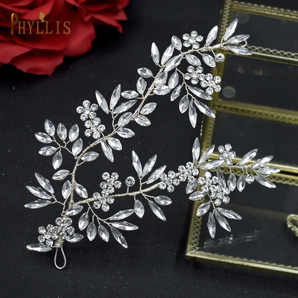 Diadema nupcial con diamantes de imitación para mujer, accesorios para el cabello de boda, Tiara de novia, diadema de dama de honor, joyería para la cabeza de flores, A423