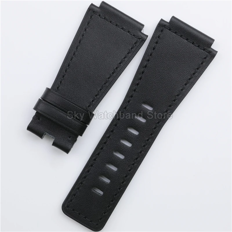 24 مللي متر نوعية ممتازة جلد البقر حزام الساعات ل بيل و روس بيل روس BR01 BR03 الرجال جلد طبيعي ساعة اكسسوارات #6