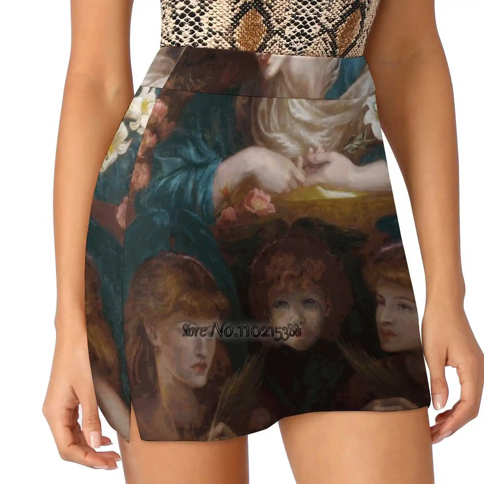 

The Blessed Damozel - Dante Gabriel Rossetti Women Mini Skirt Two Layers With Pocket Skirts Sport Fitness Running Skorts