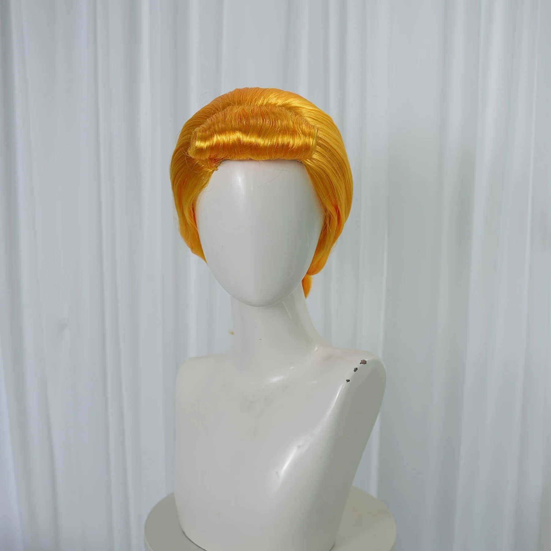 الاصطناعية بو اللمحة شعر مستعار مع الانفجارات الدانتيل الذهبي الباروكات 19th القرن أسلاك التوصيل المصنوعة البكر قصيرة تجعيد شعر مستعار